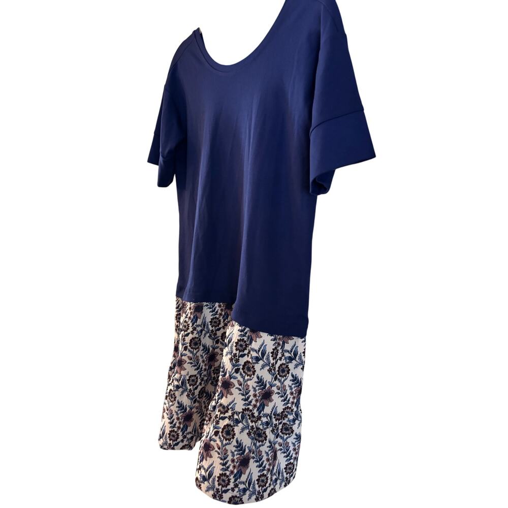 Anthropologie Navy Blue Embroidered Floral Flounced Twofer tunic dress XXS NWT - Picture 2 of 9